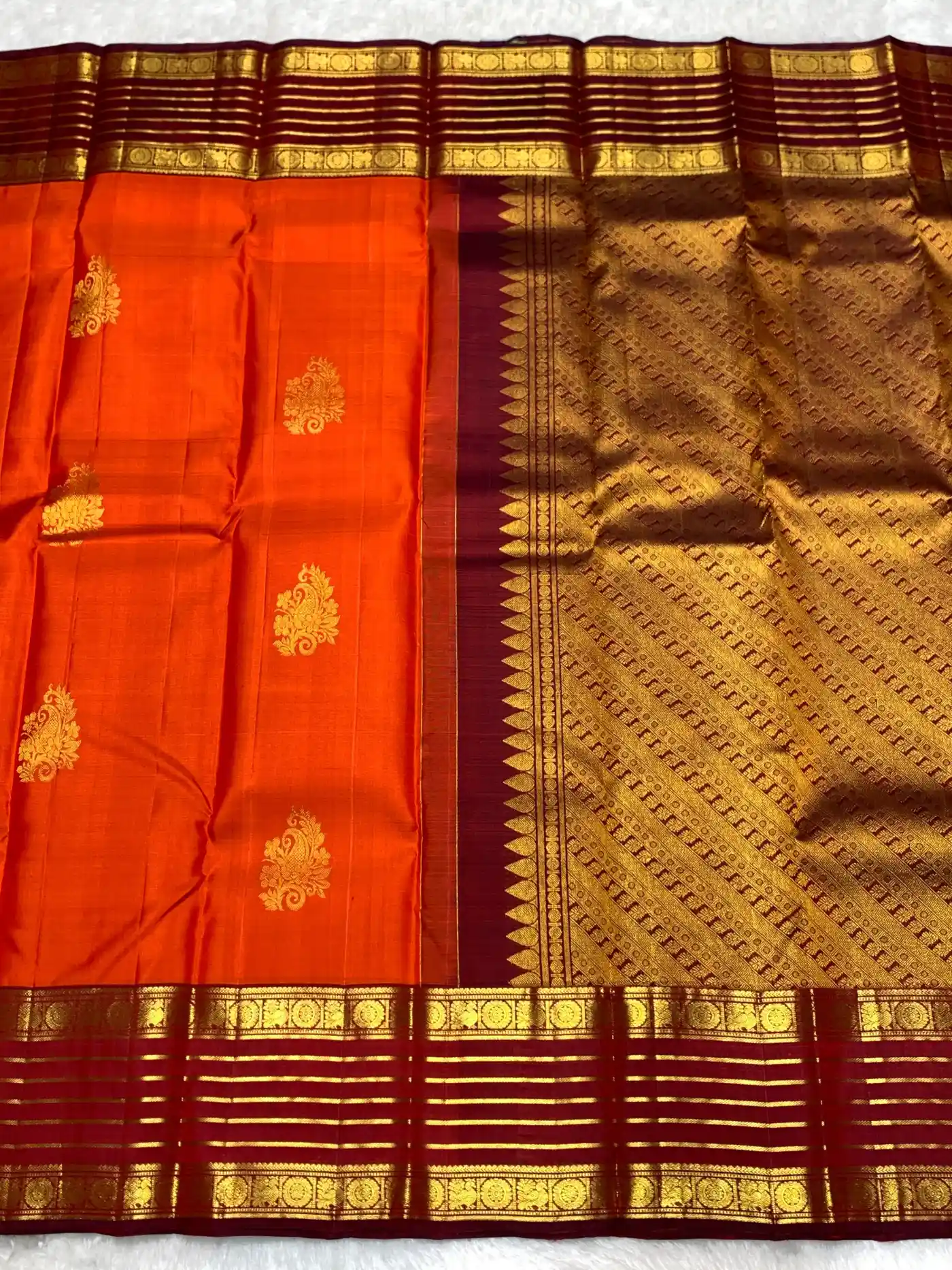 Bright Yellow Kanchipuram Handloom Bridal Silk Saree